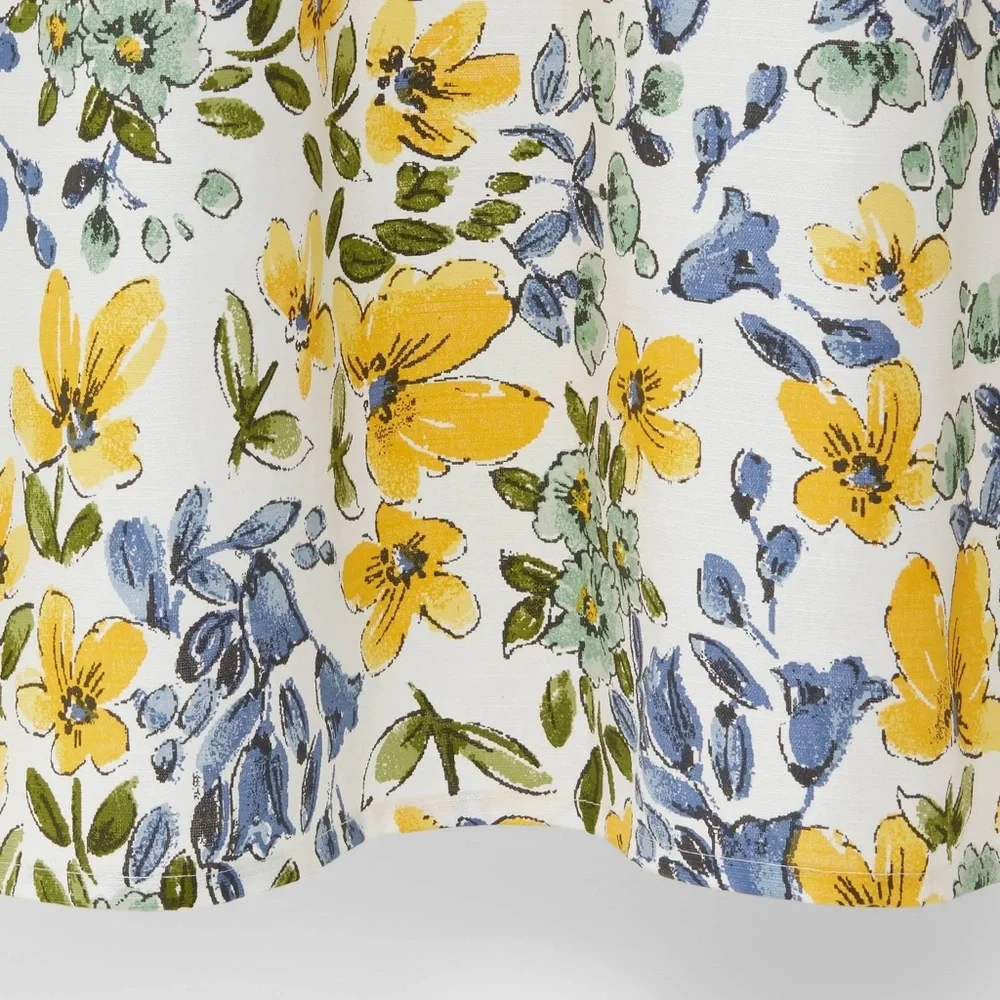 Threshold Botanical Shower Curtain with Blue Yellow Green Floral Accents EUC